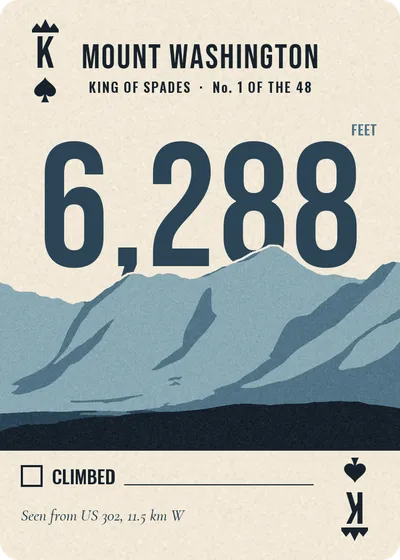 King of spades: Mount Washington, 6,288 ft